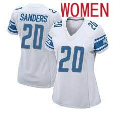 Women Detroit Lions #20 Barry Sanders Nike White Game Retired Player NFL Jersey->women nfl jersey->Women Jersey